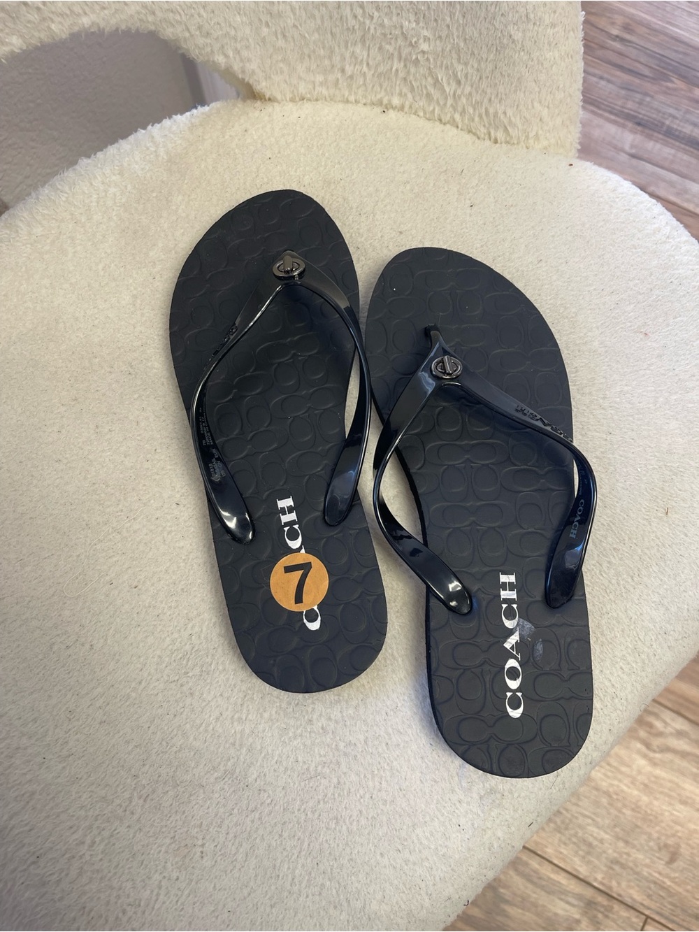Coach Black Kids Signature Flip Flop Sandals